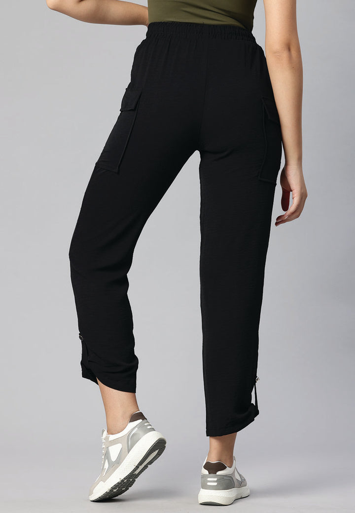 drawstring waistband cargo pants by ruw#color_black
