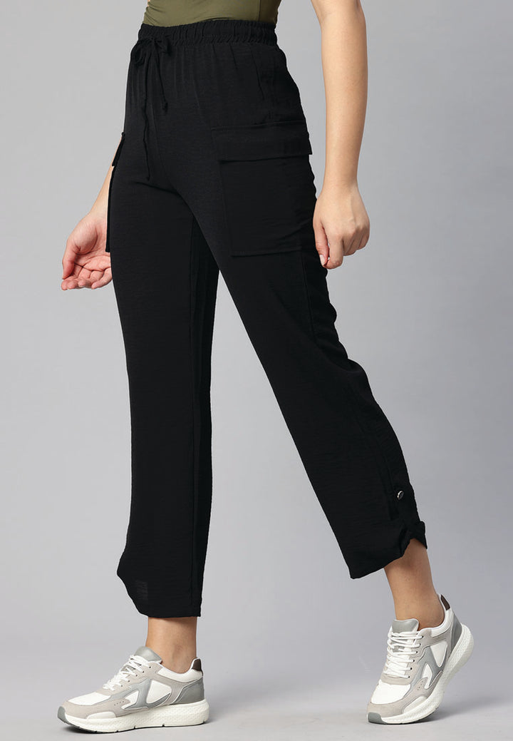 drawstring waistband cargo pants by ruw#color_black