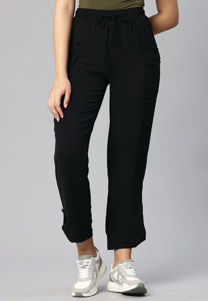drawstring waistband cargo pants by ruw#color_black