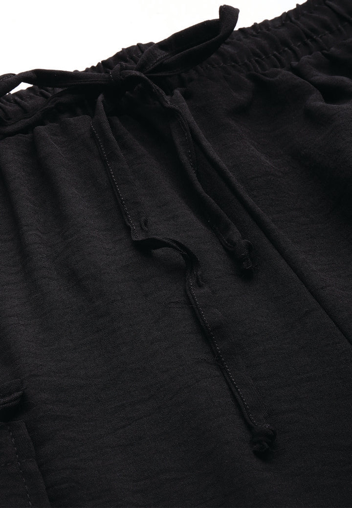 drawstring waistband cargo pants by ruw#color_black
