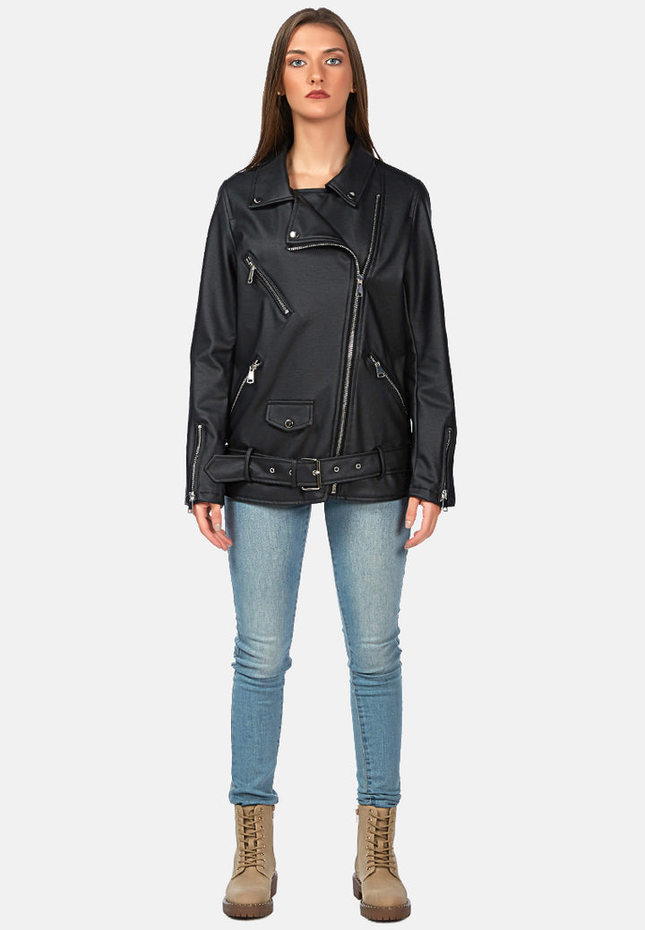 faux leather biker jacket#color_black