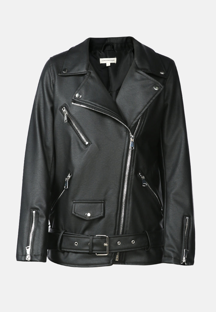 faux leather biker jacket#color_black
