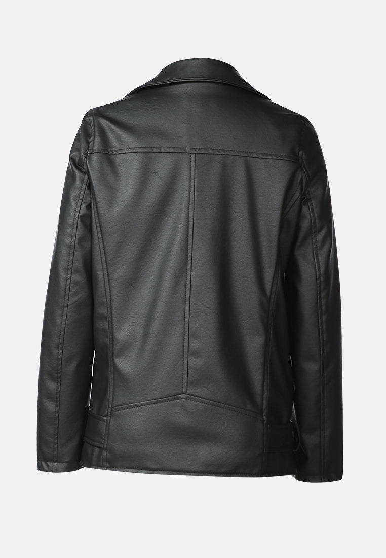 faux leather biker jacket#color_black