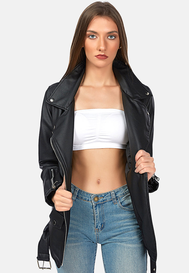 faux leather biker jacket#color_black