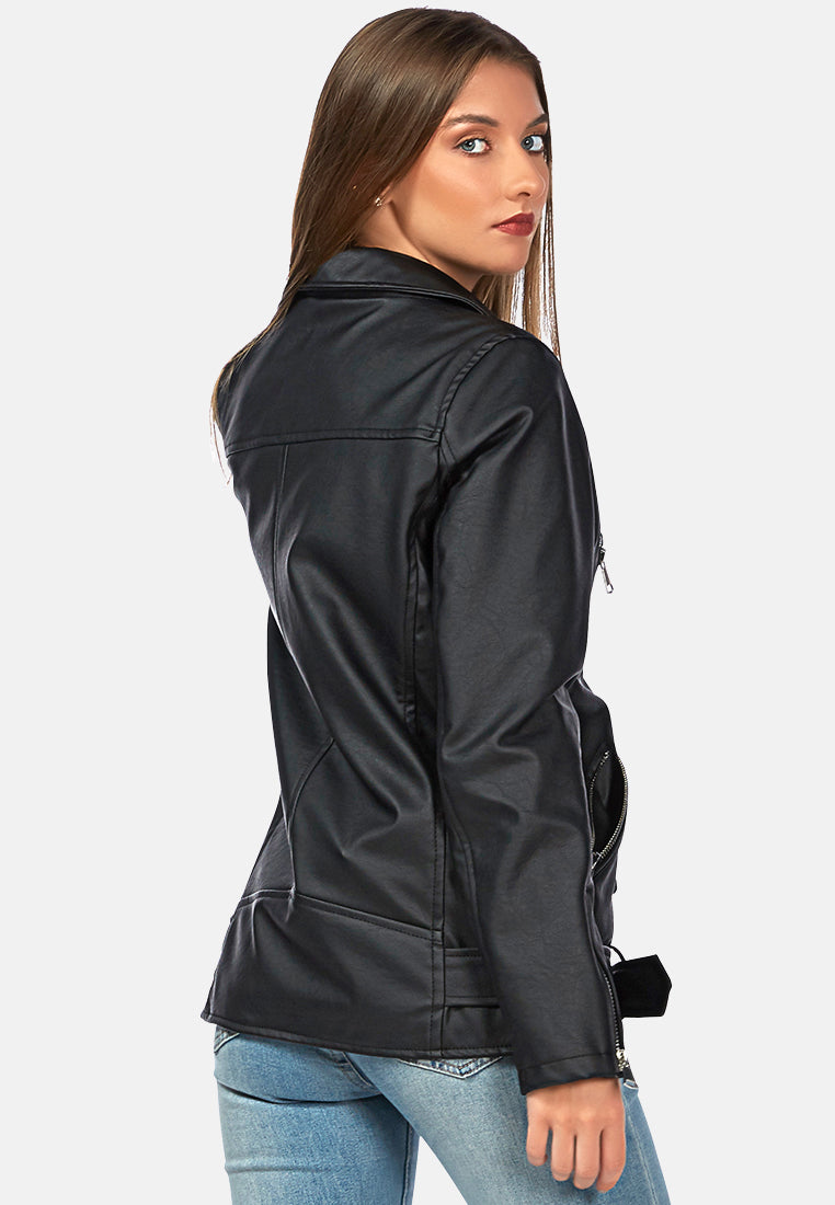 faux leather biker jacket#color_black