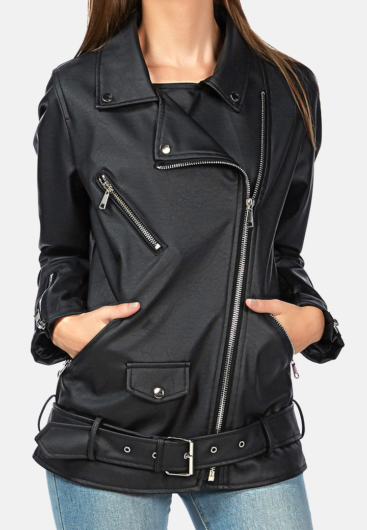 faux leather biker jacket#color_black
