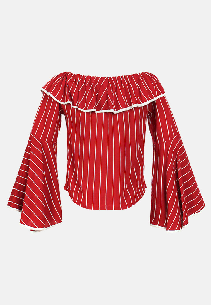 black floral print off shoulder top#color_burgundy
