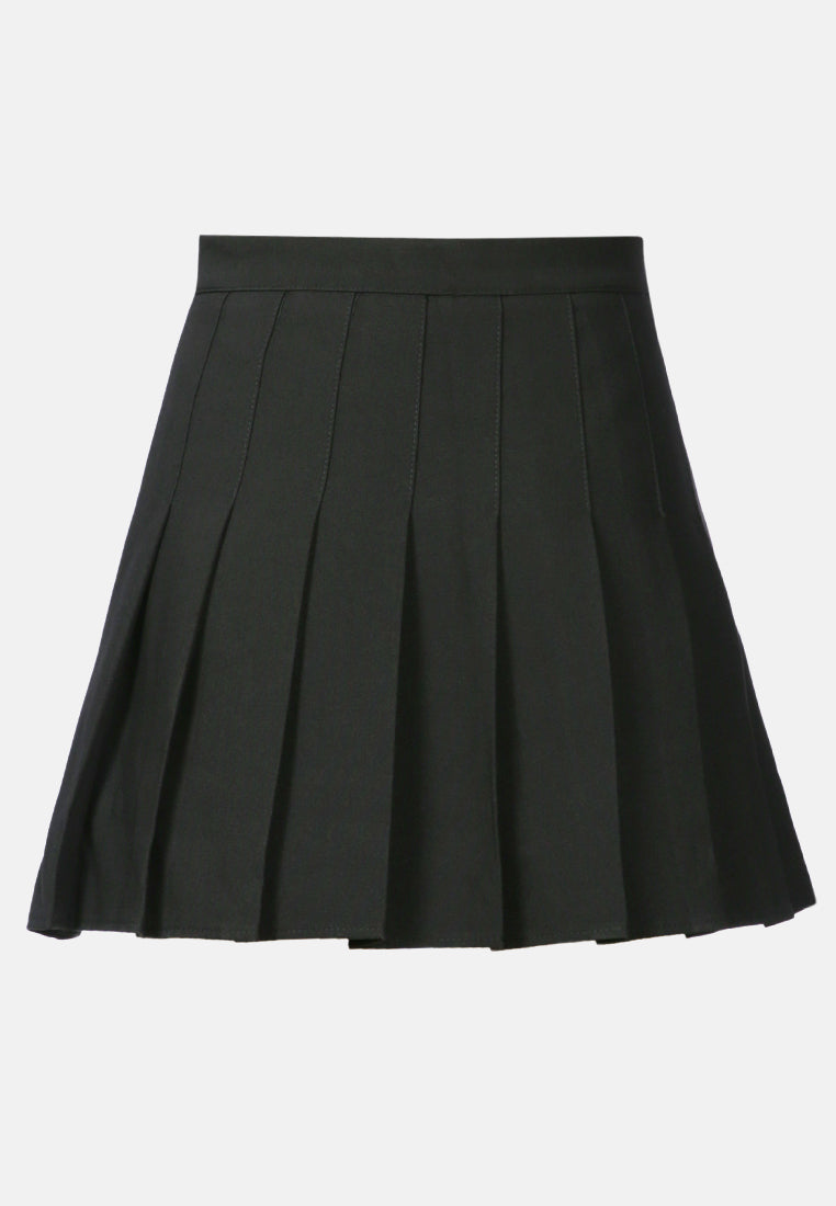 pleated mini skirt in black#color_black