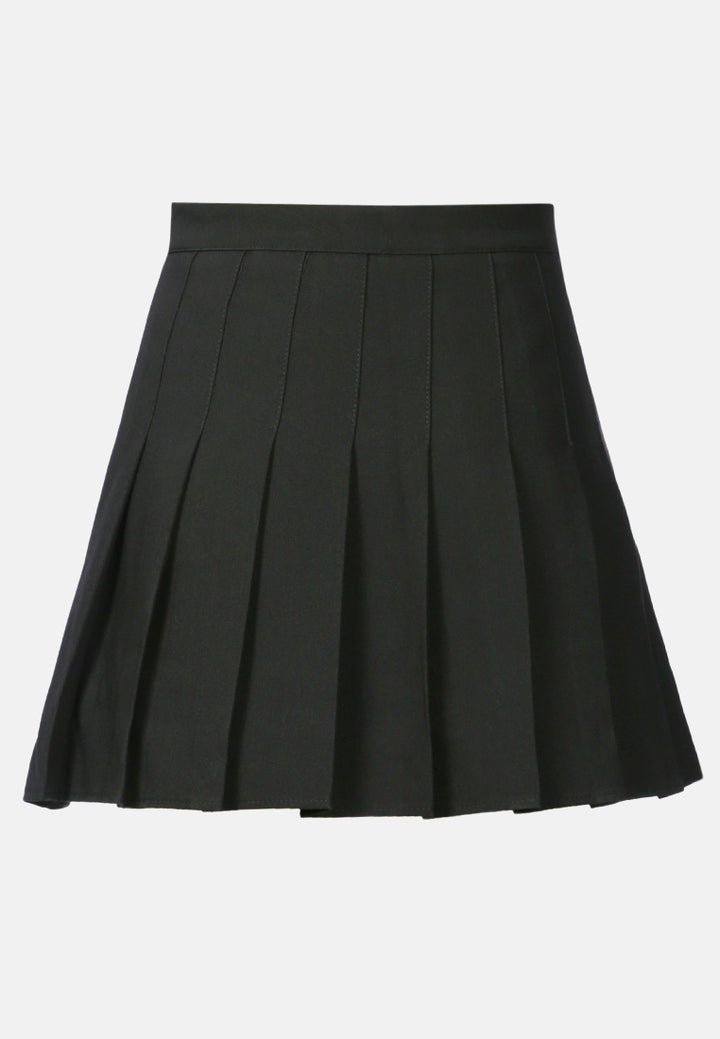 pleated mini skirt in black#color_black