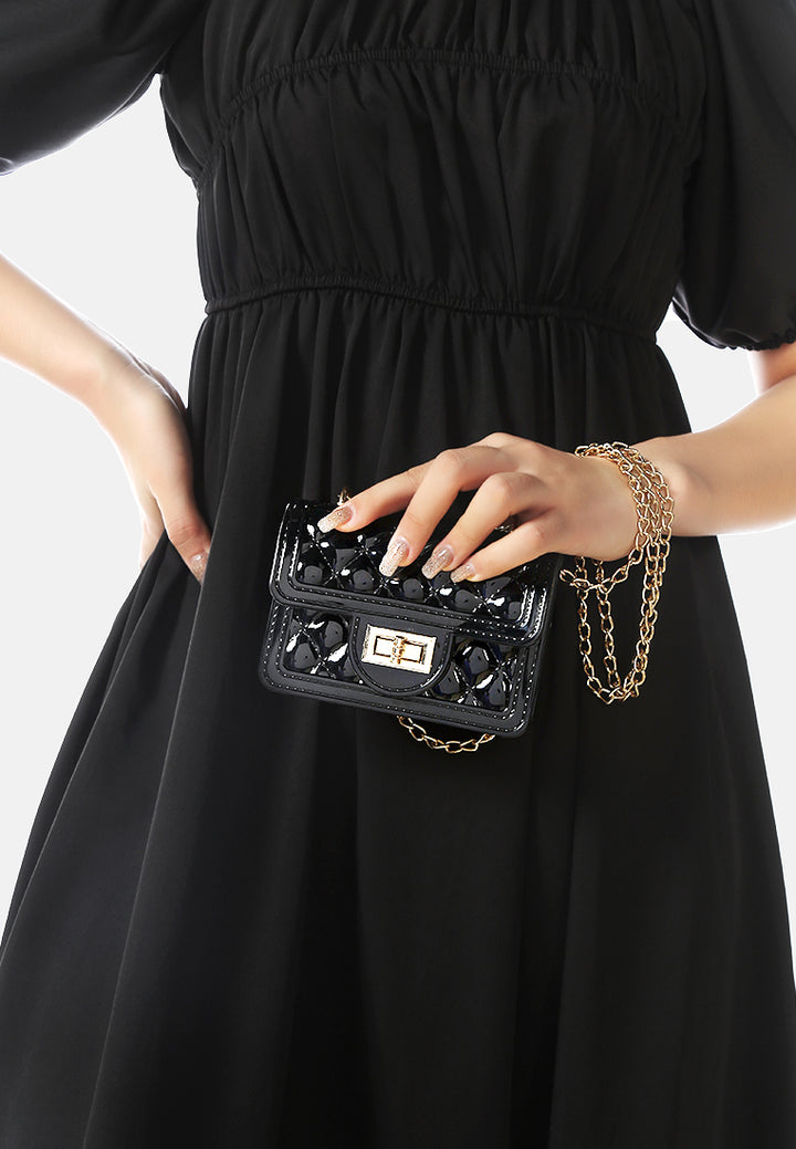 quilted sling bag#color_black