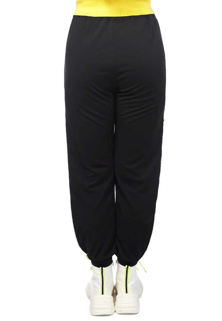 side zipper slit track pants#color_black