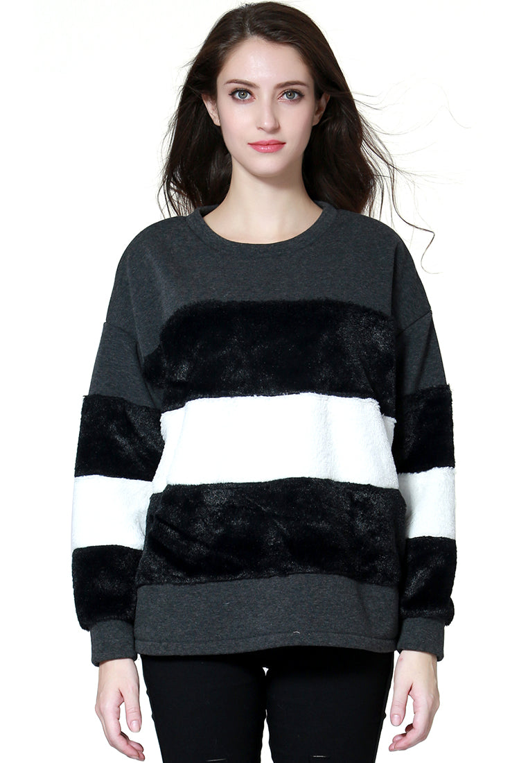two tone stripes Super stylish sweatshirt#color_black