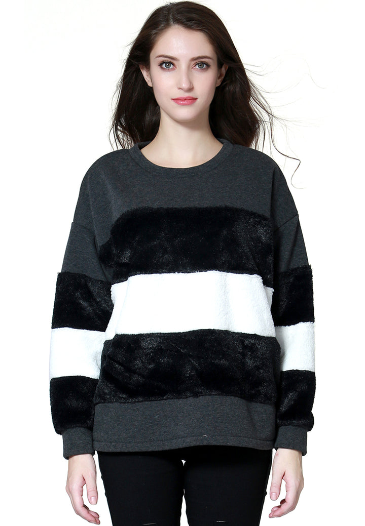 two tone stripes Super stylish sweatshirt#color_black