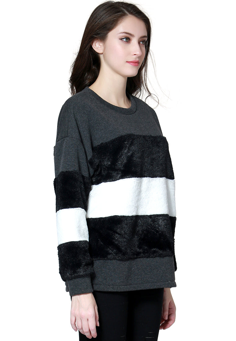 two tone stripes Super stylish sweatshirt#color_black
