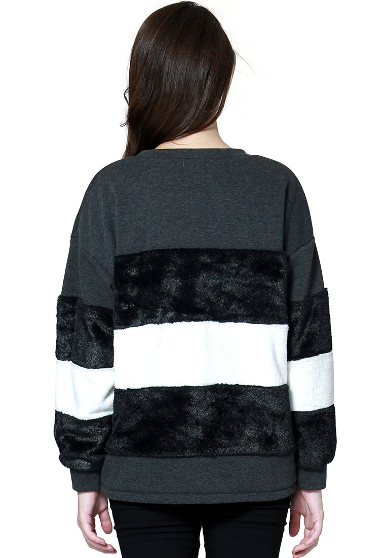 two tone stripes Super stylish sweatshirt#color_black