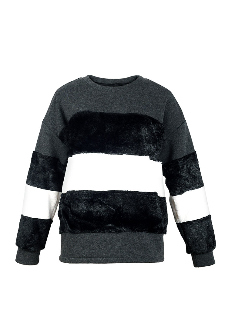 two tone stripes Super stylish sweatshirt#color_black