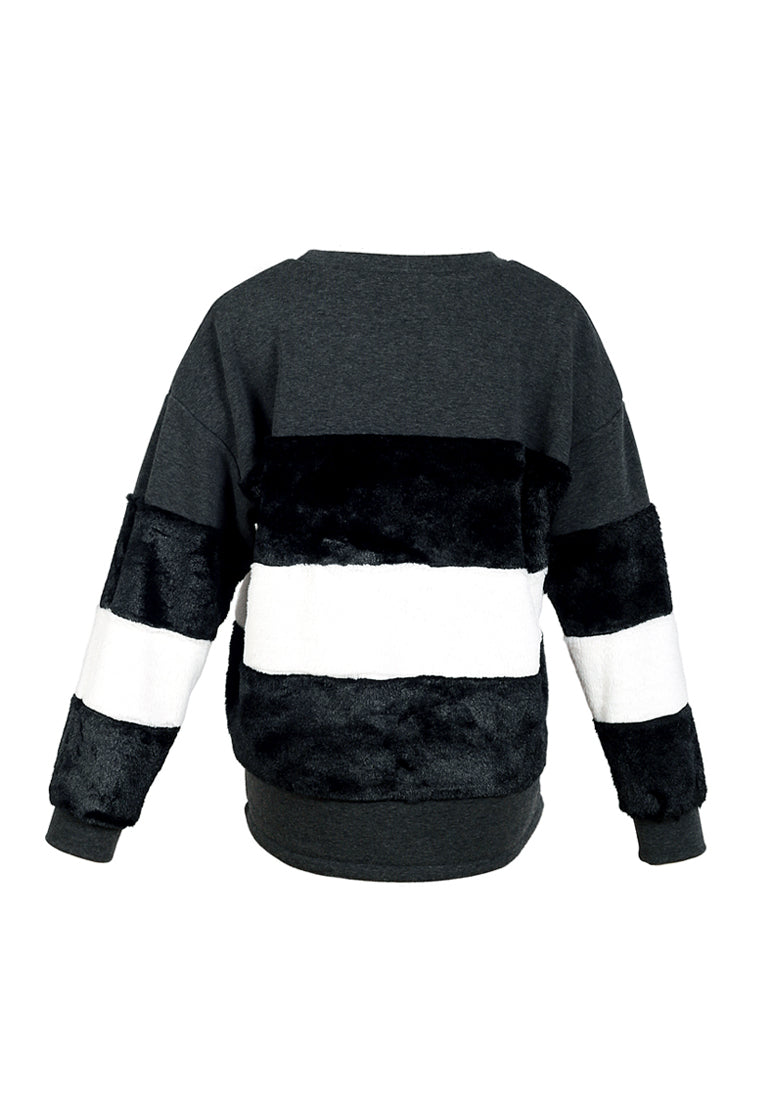 two tone stripes Super stylish sweatshirt#color_black