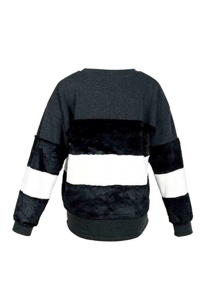 two tone stripes Super stylish sweatshirt#color_black