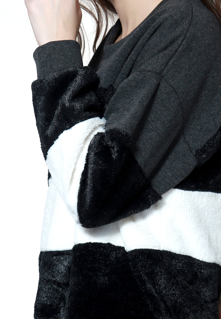 two tone stripes Super stylish sweatshirt#color_black