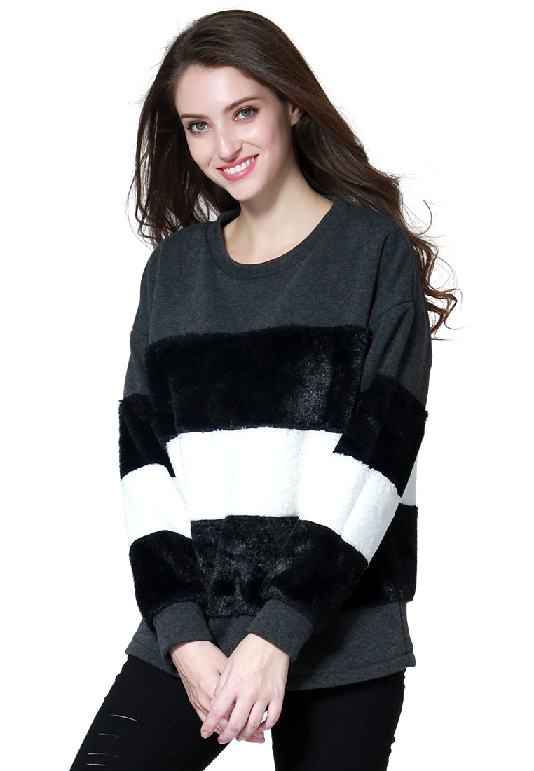 two tone stripes Super stylish sweatshirt#color_black