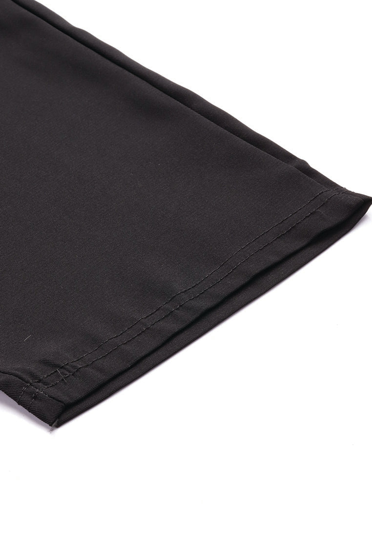 high waist comfy elastic pants#color_black