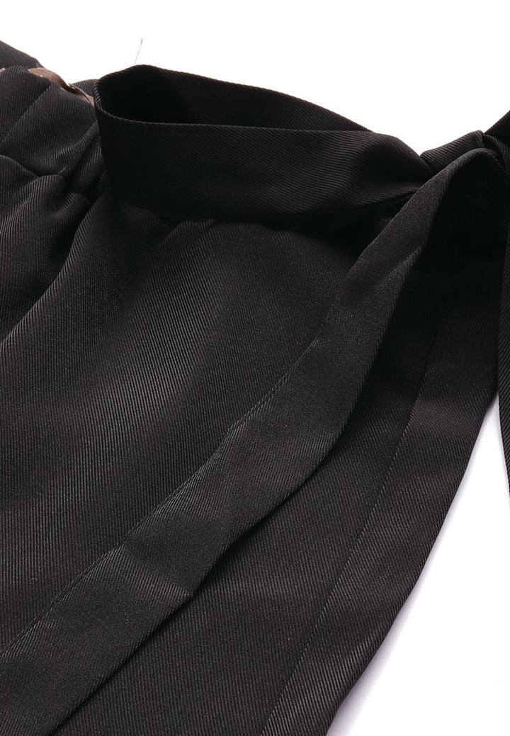 high waist comfy elastic pants#color_black