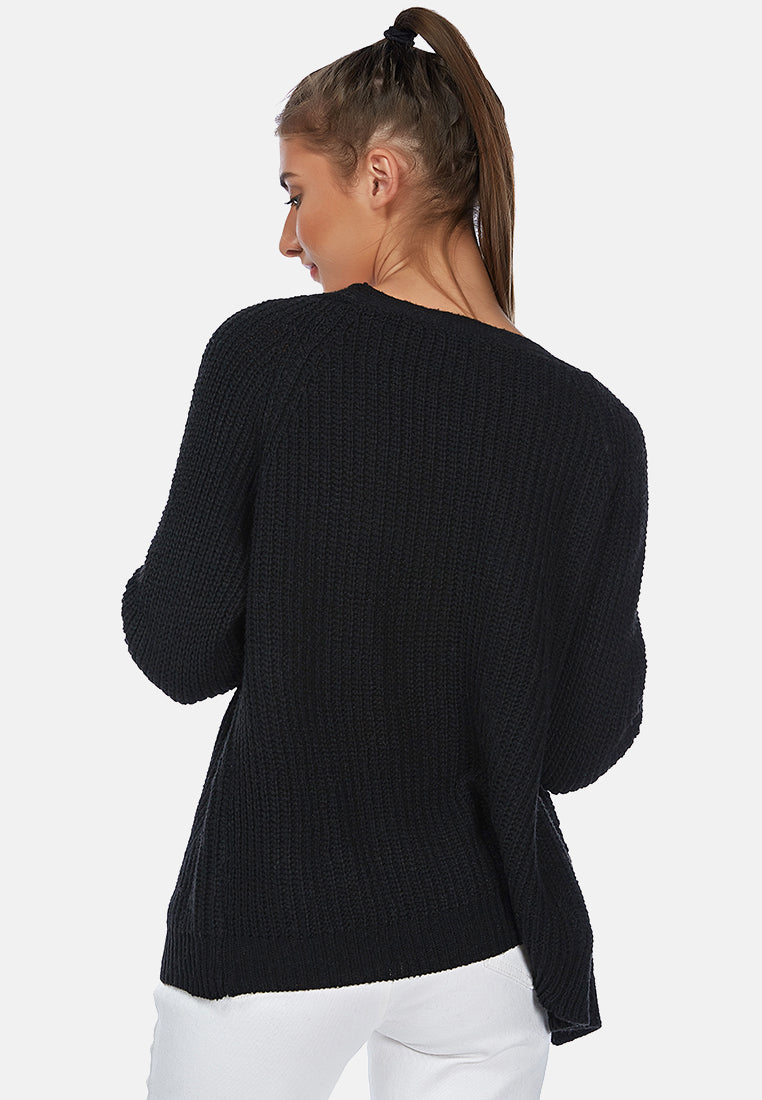 v - neck cardigan#color_black