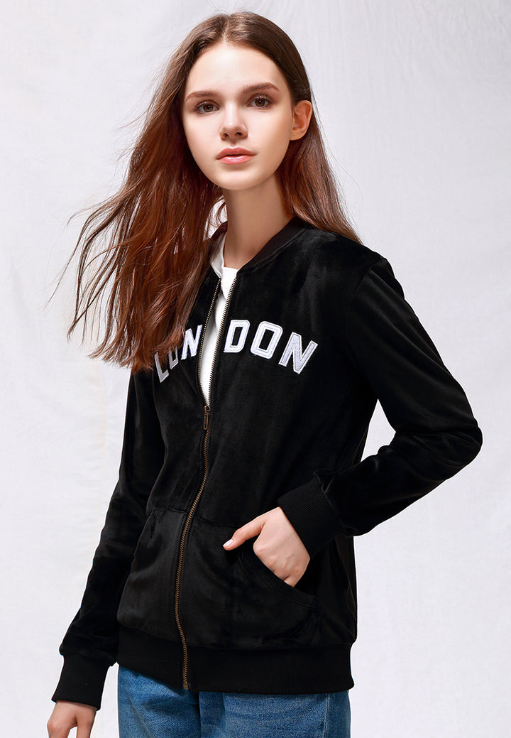 black velvet zipper jacket#color_black