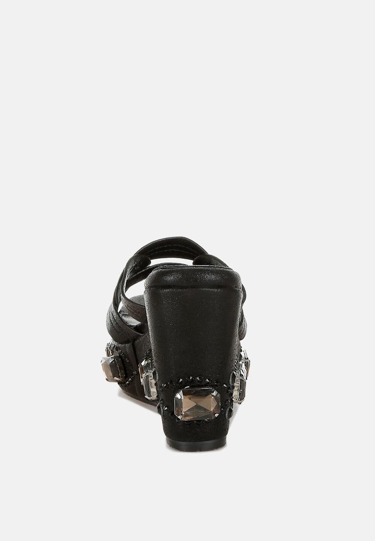 chunky diamante & rhinestone cut-out sandals by ruw#color_black