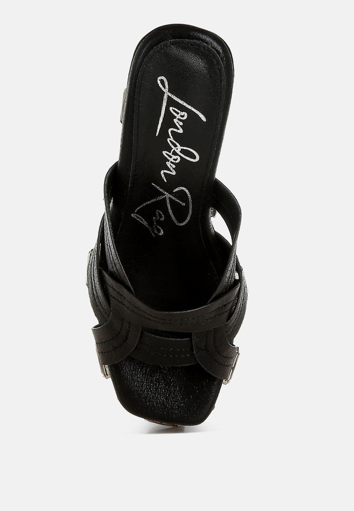 chunky diamante & rhinestone cut-out sandals by ruw#color_black