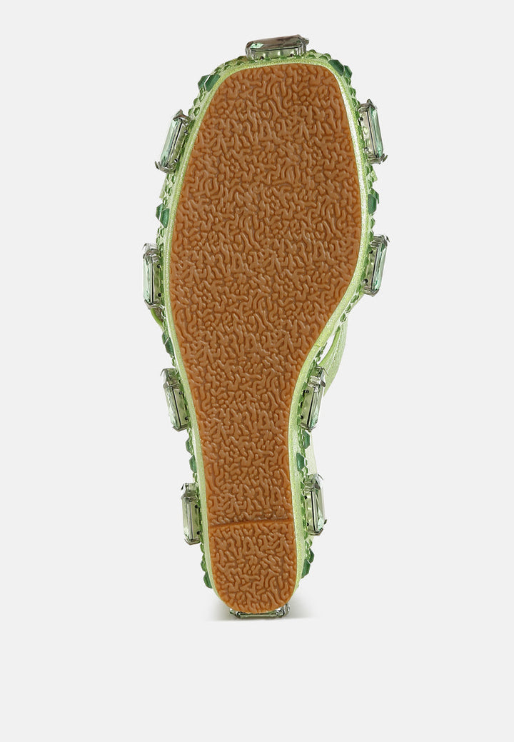 chunky diamante & rhinestone cut-out sandals by ruw#color_lime-green