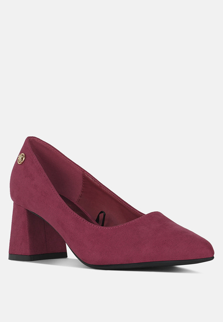 block feel pumps by ruw#color_burgundy