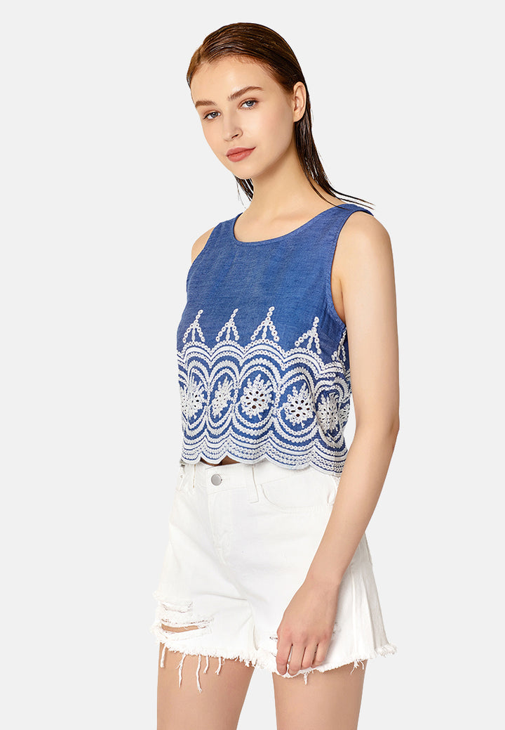 casual crop top#color_medium-blue