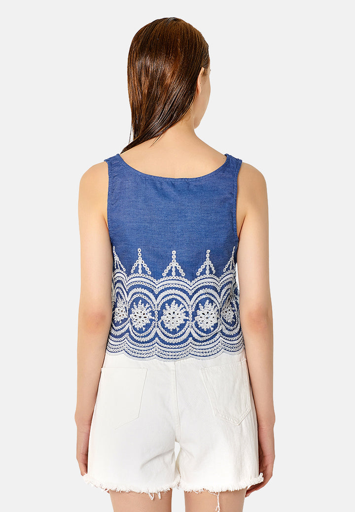 casual crop top#color_medium-blue
