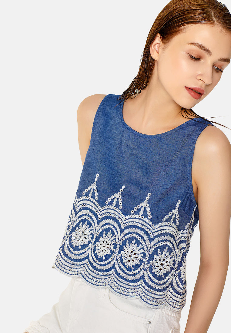 casual crop top#color_medium-blue