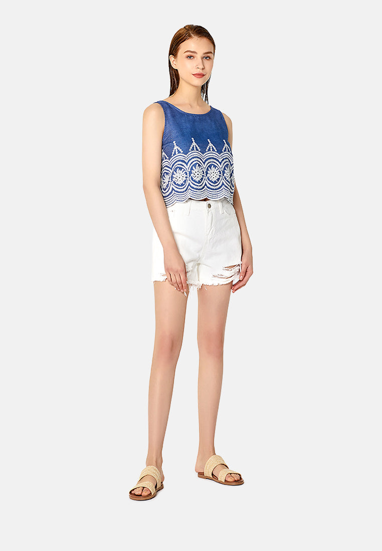 casual crop top#color_medium-blue