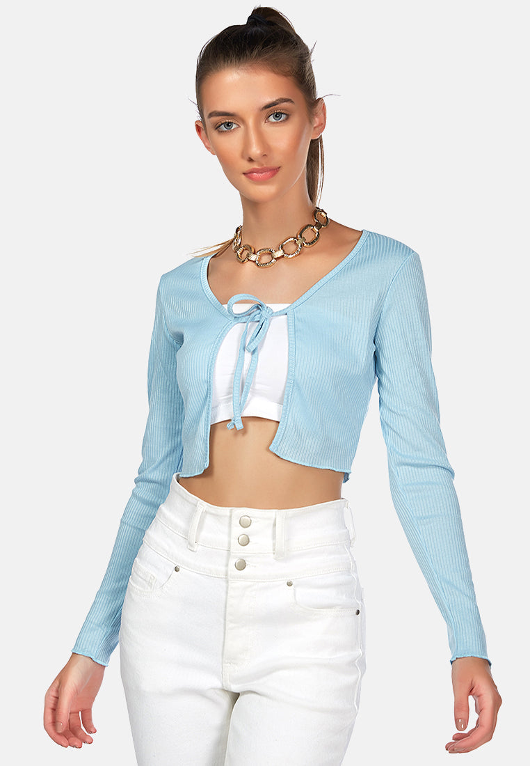 cropped tie-up cardigan#color_blue