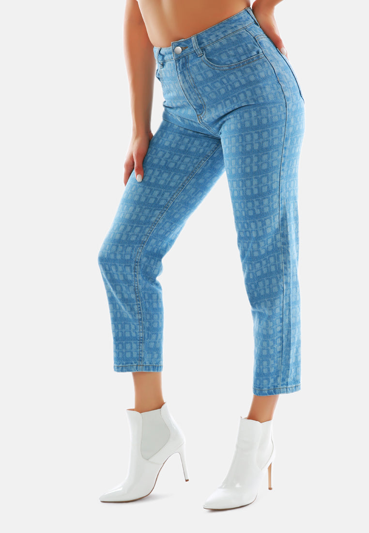 blue printed mom fit blue jeans pants#color_blue