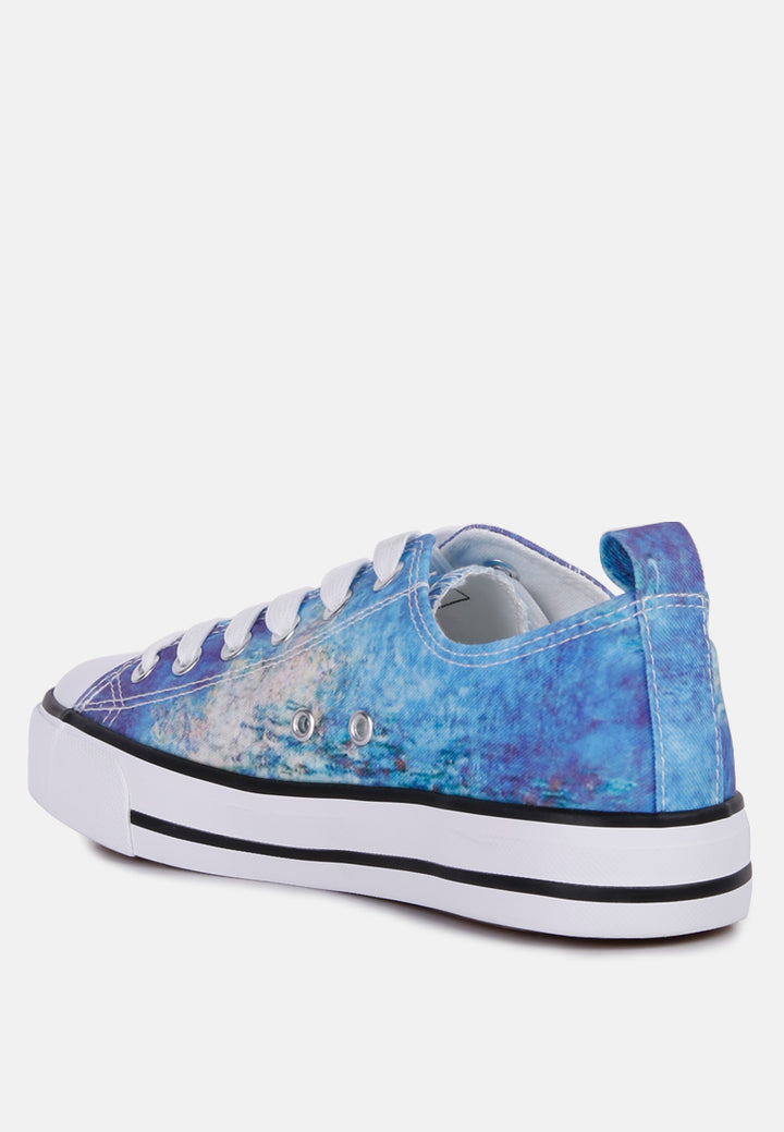 Blue Tie Dye Canvas Sneakers#color_blue