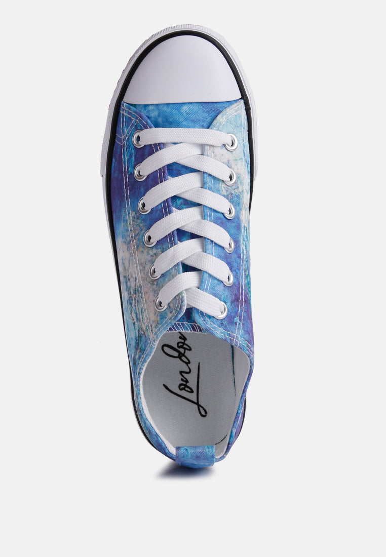 Blue Tie Dye Canvas Sneakers#color_blue