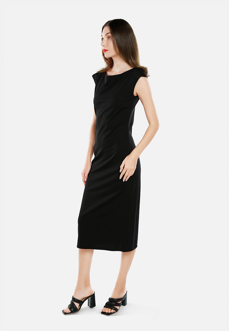 boat neck long dress by ruw#color_black