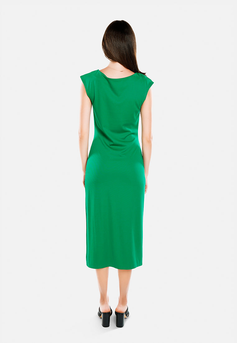 boat neck long dress by ruw#color_green