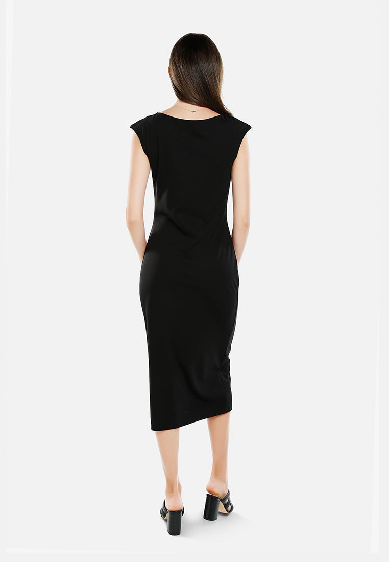 boat neck long dress by ruw#color_black