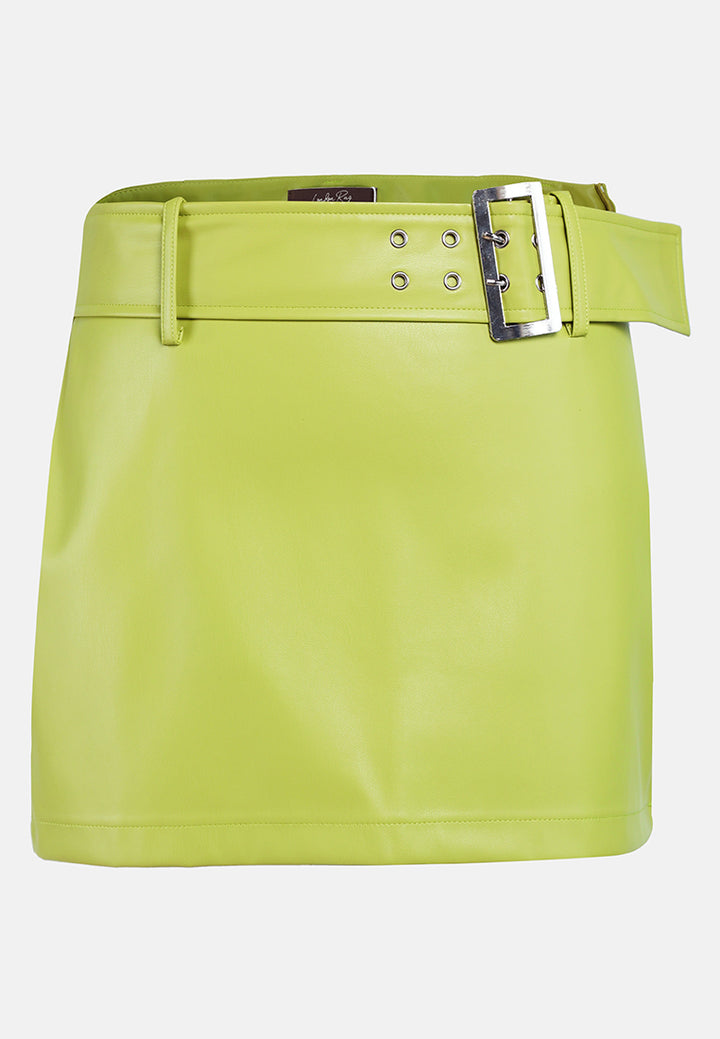 bodycon mini slit skirt#color_lime