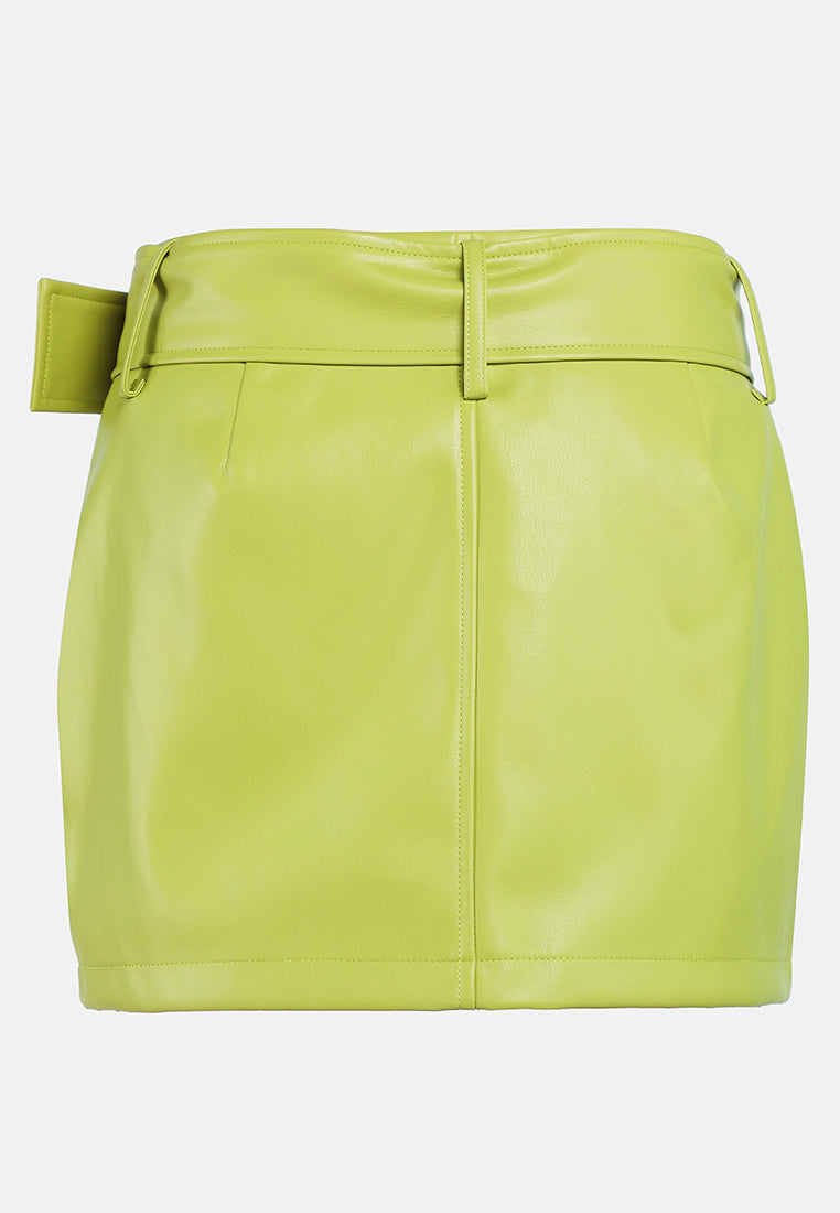 bodycon mini slit skirt#color_lime
