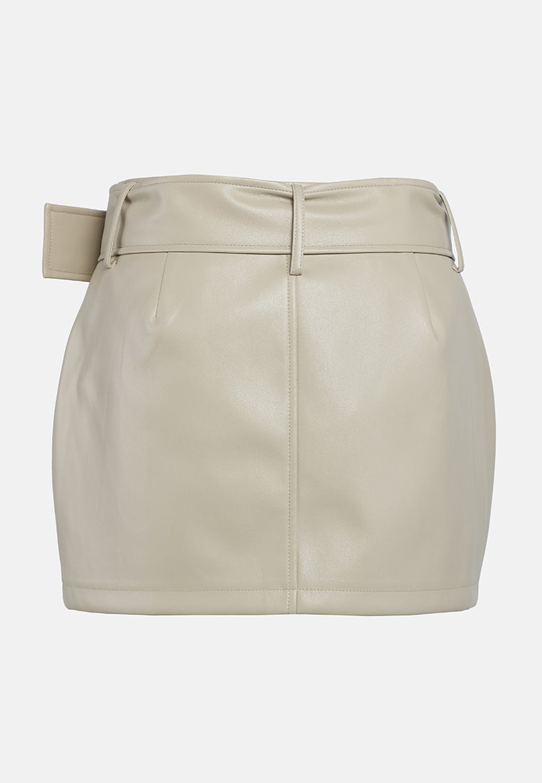 bodycon mini slit skirt#color_taupe
