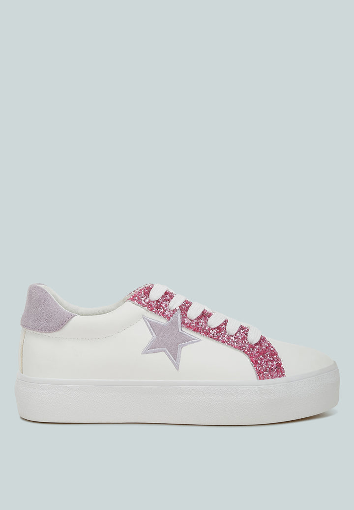 metallic star glitter sneakers by ruw#color_white