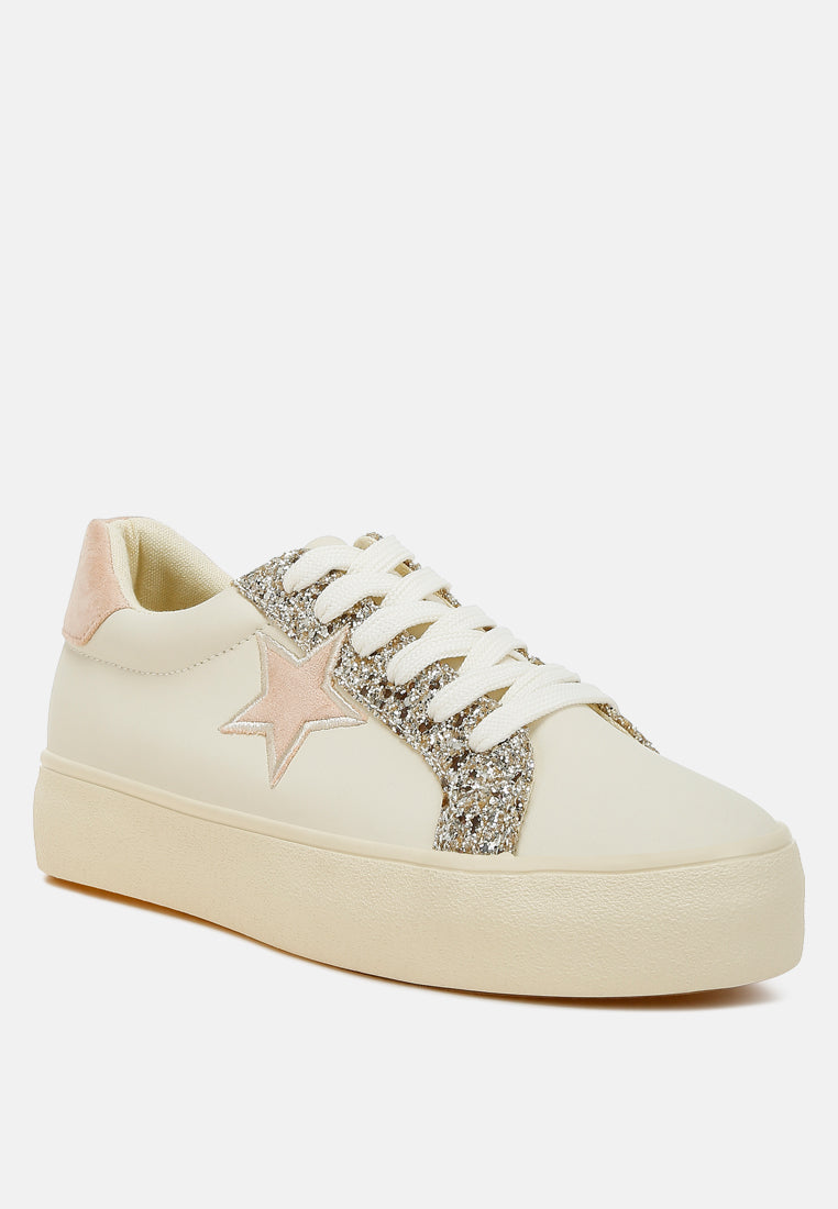 metallic star glitter sneakers by ruw#color_beige