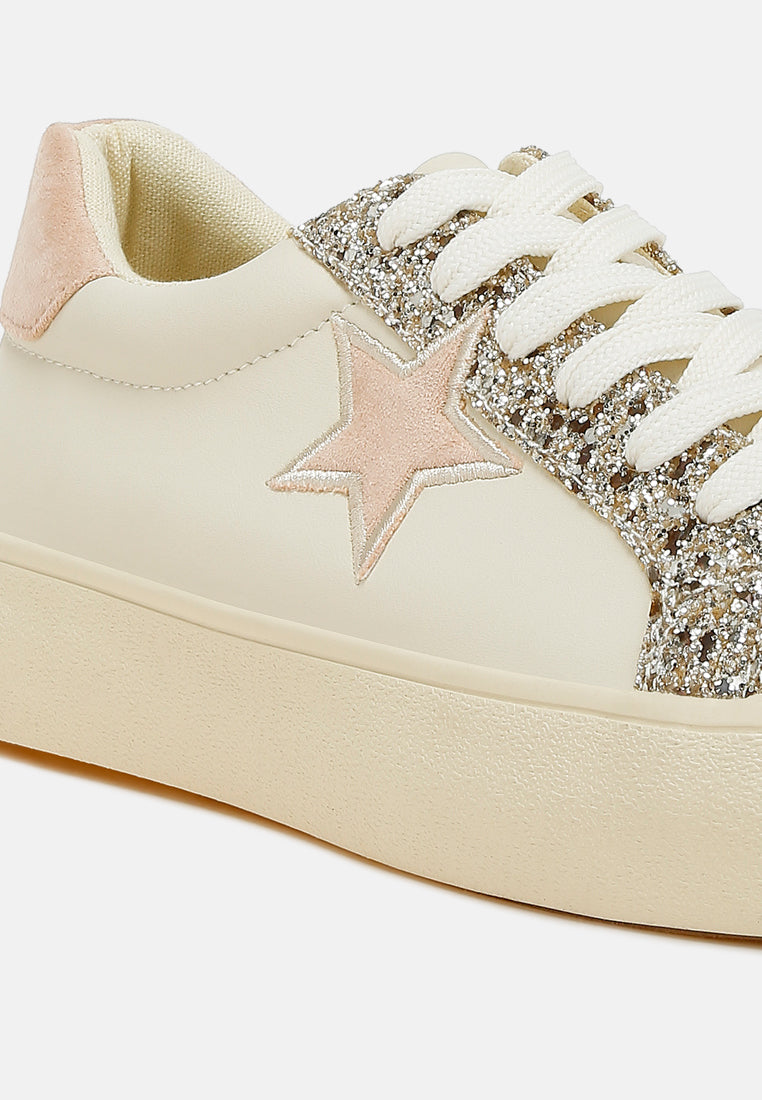 metallic star glitter sneakers by ruw#color_beige