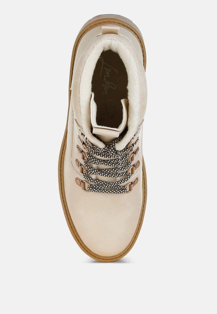 lace-up chunky warm ankle boots by ruw#color_beige